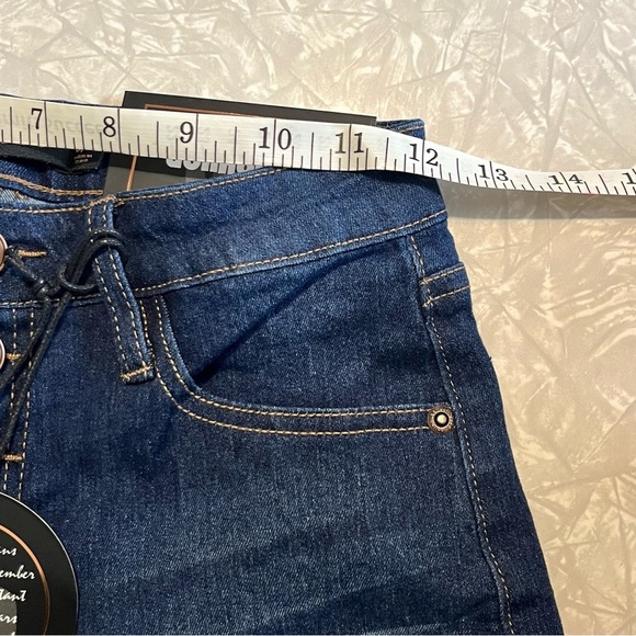 jean shorts high rise button fly 5 pocket rolled hem dark wash dollhouse tag - Picture 8 of 10